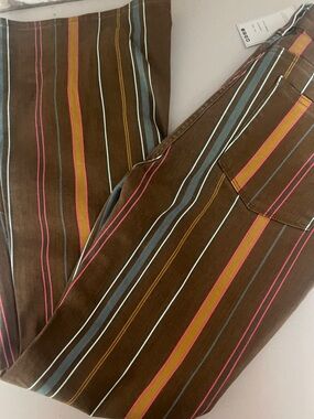 Judy Blue Brown jeans with Pink, Blue & Tan Pinstripes